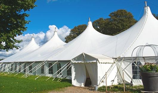 a line of sleek and modern portable toilets ready for use at an upscale corporate event in Soquel CA